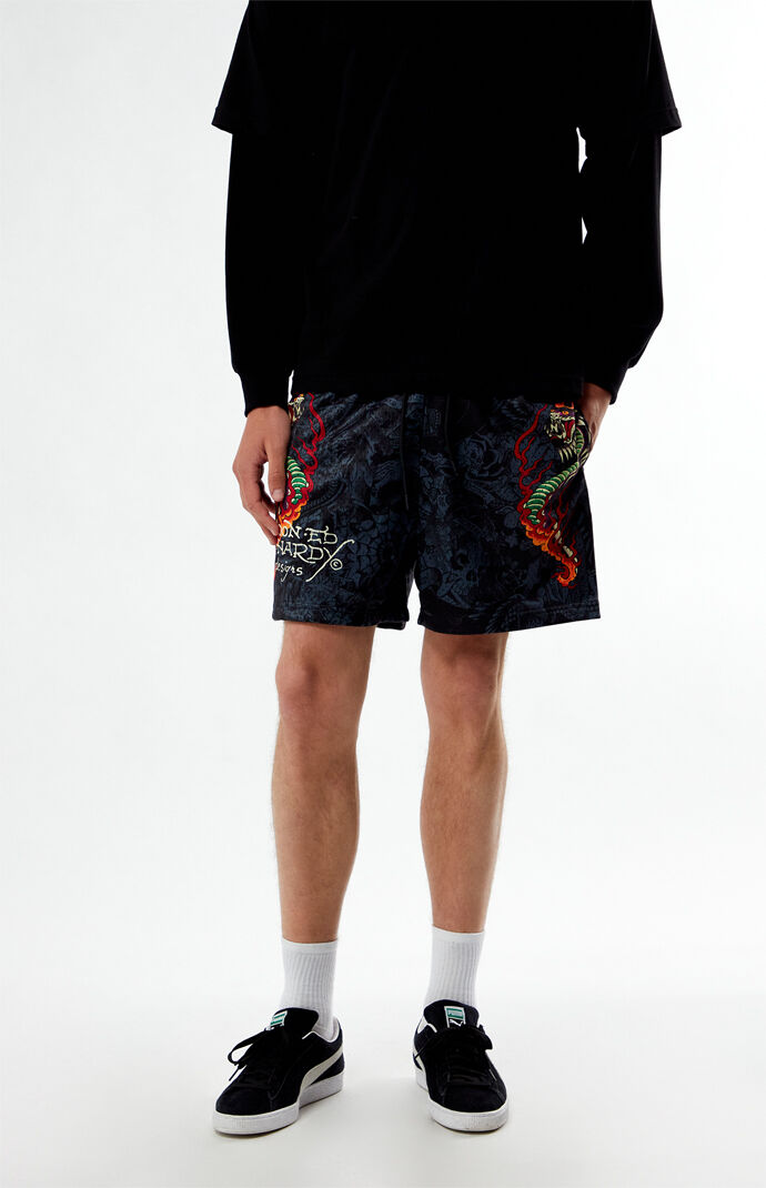 Ed Hardy Cobra Flame Mesh Shorts | Pacsun