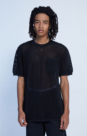 Black Open Mesh Knit Shirt image number 1