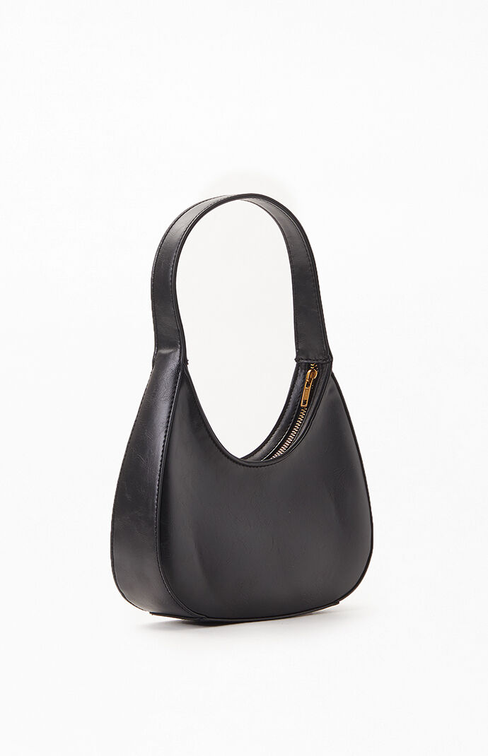 Black faux leather purse discount