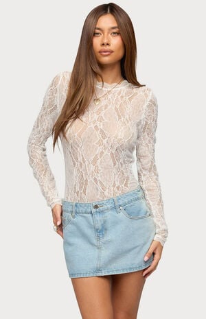 Rosalinda Sheer Lace Bodysuit image number 1