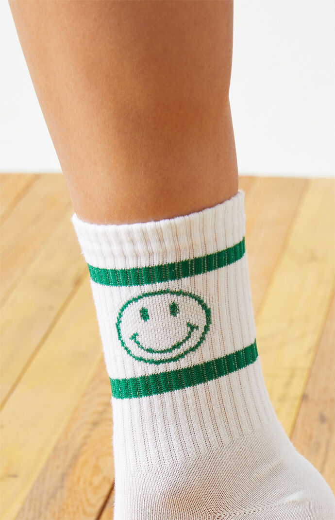 Sporty Smiley Crew Socks