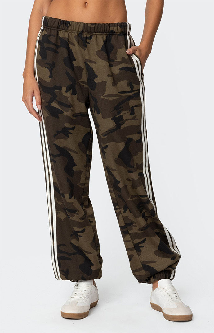 Edikted Camo Contrast Striped Sweatpants | PacSun