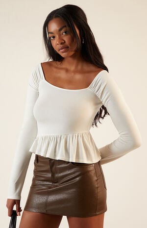 Asymmetrical Long Sleeve Babydoll Top