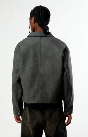 Gray Faux Leather Billie Gas Jacket image number 4