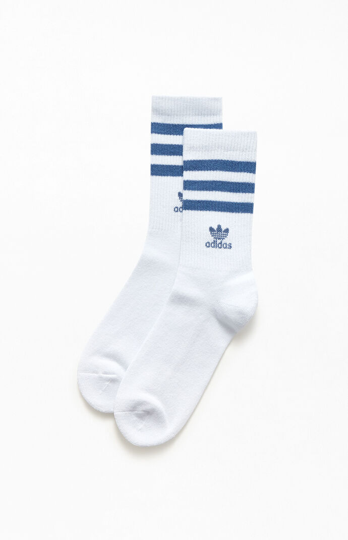 White & Blue Recycled Single Crew Socks