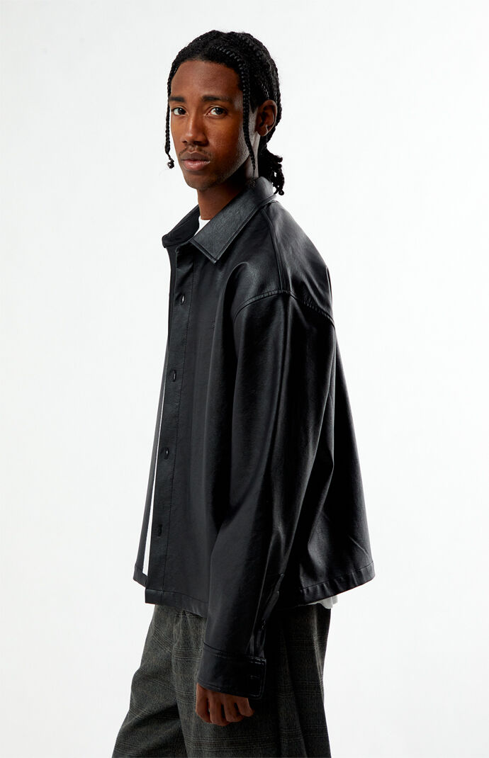 Pacsun Essex Faux Leather Long Sleeve Shirt