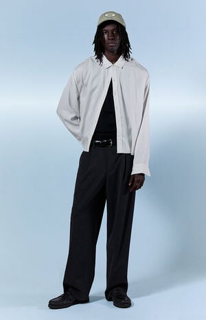 Charcoal Pleated Baggy Trousers image number 1