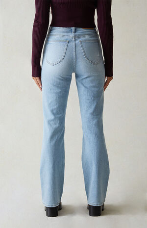 Eco Light Blue Ripped Curve High Waisted Bootcut Jeans image number 4