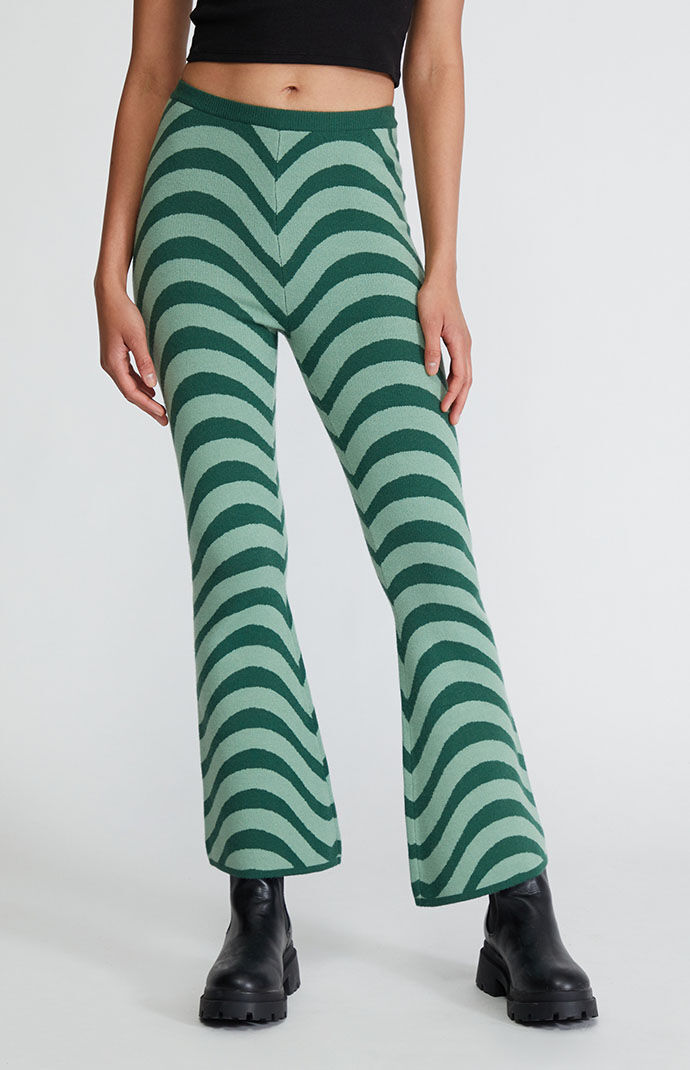 Green Printed Sweater Flare Pants | PacSun