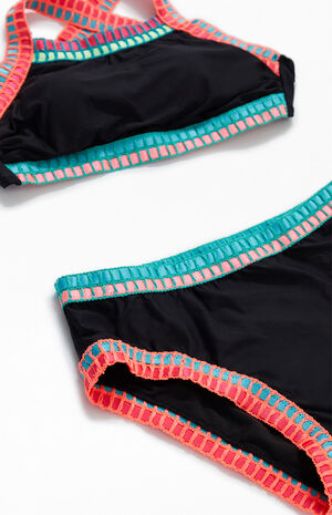 Kids Embroidery Binding Bikini Top & Bottom Set image number 2