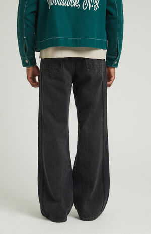 Black Frayed Fringe Extreme Baggy Jeans image number 4