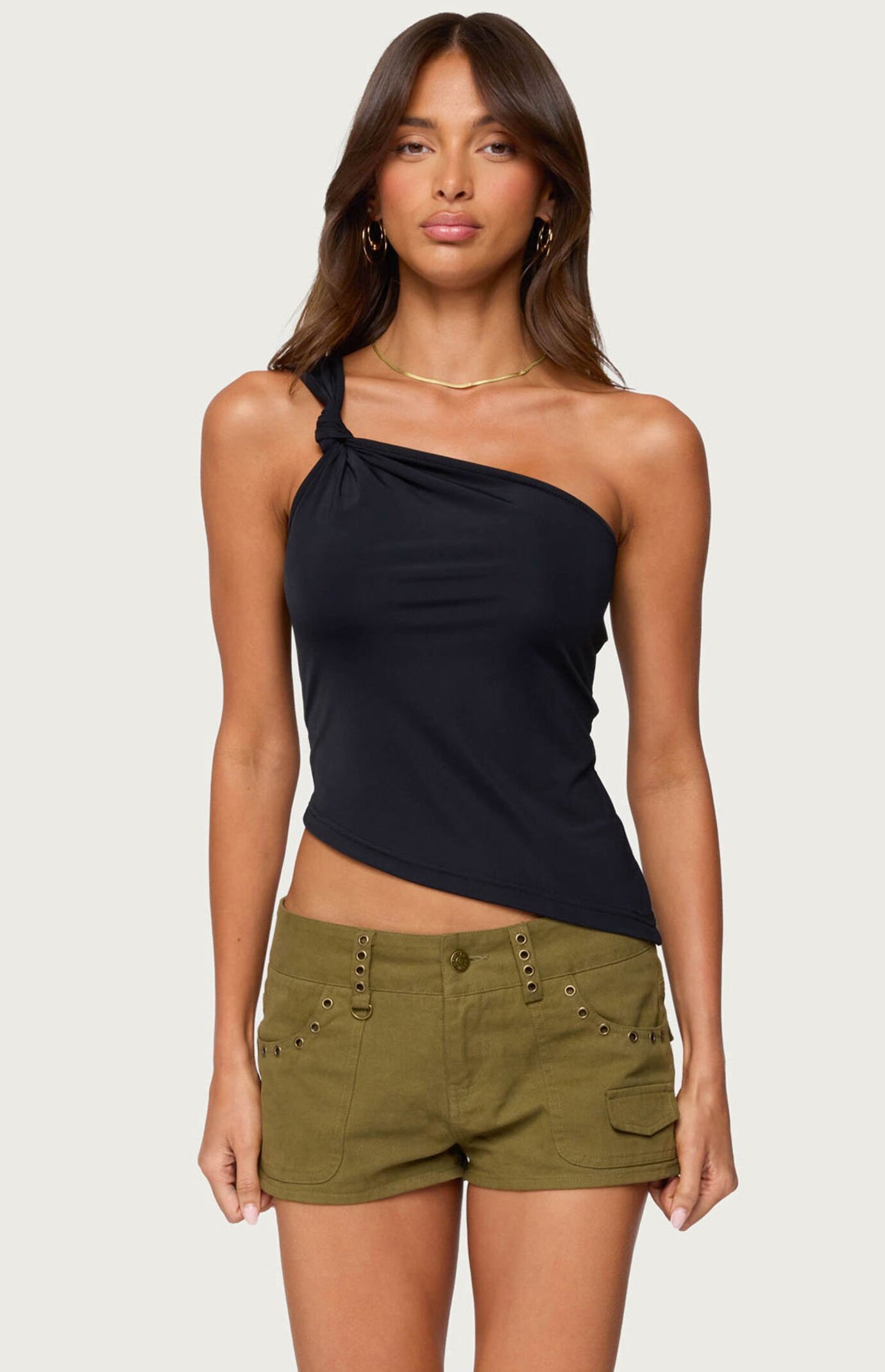 Edikted Knotted One Shoulder Asymmetric Top