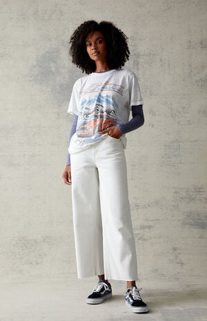 Eco White Cropped Wide Leg Jeans image number 2