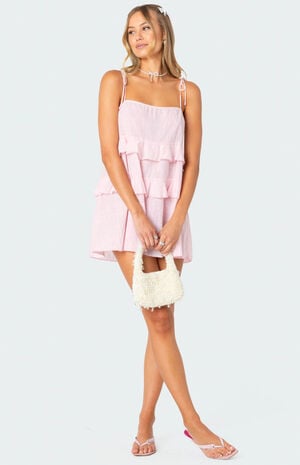 Dorothia Sheer Linen Look Mini Dress image number 4
