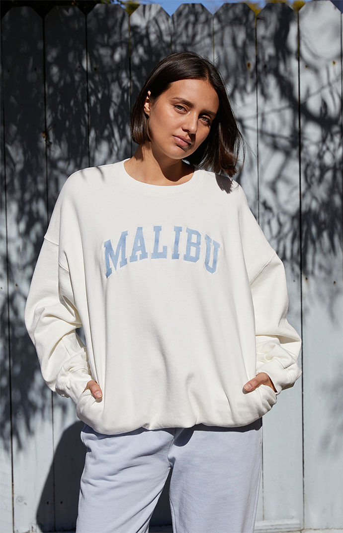 John Galt White Malibu Crew Neck Sweatshirt PacSun