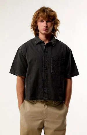 Cyrus Straight Hem Denim Short Sleeve Shirt image number 1