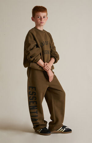 Kids Olive Fleece Crew Neck Sweatshirt image number 6