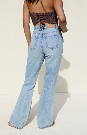 Eco Light Blue Ripped High Waisted Bootcut Jeans image number 4
