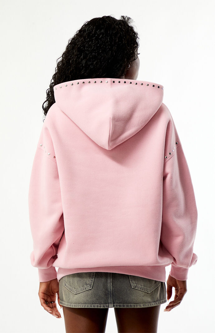 Pacsun Pink Studded Solid Pullover Hoodie