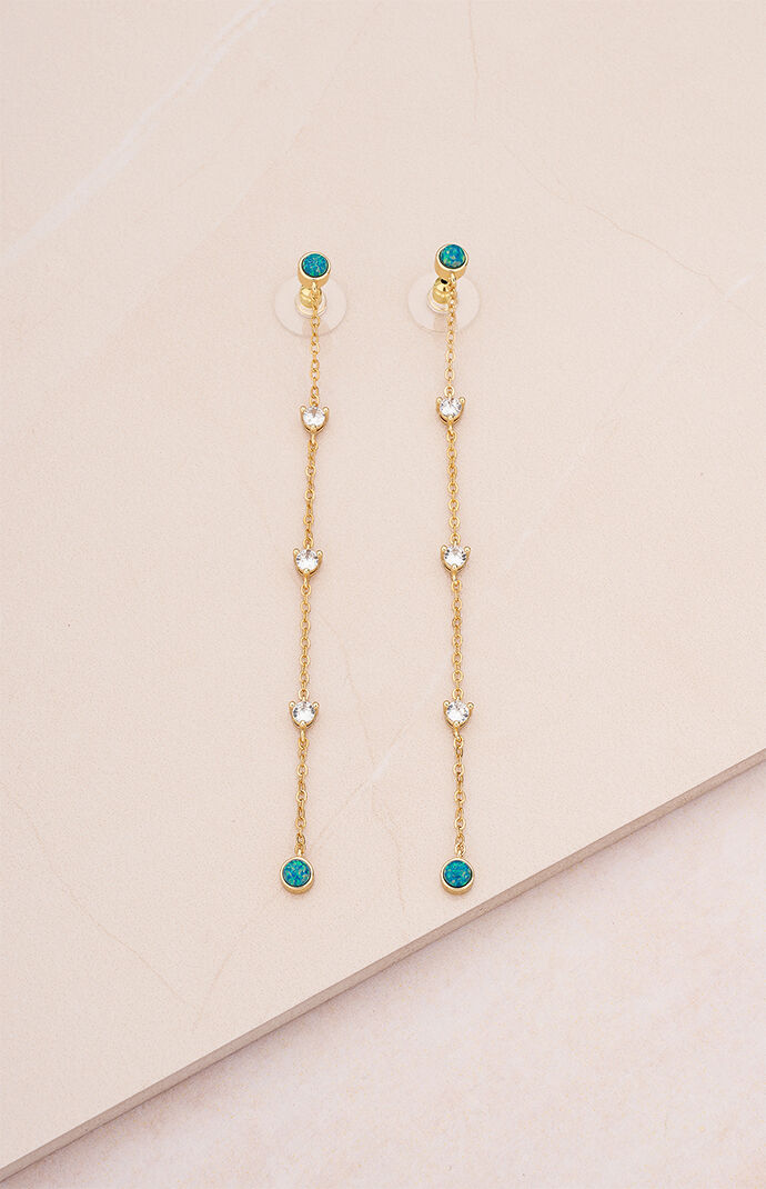 Ettika Green Kyocera Opal Earrings