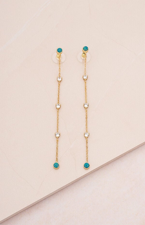 Ettika Green Kyocera Opal Earrings