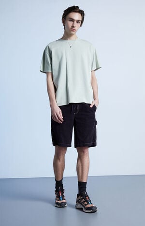 Black Corduroy Carpenter Shorts image number 2