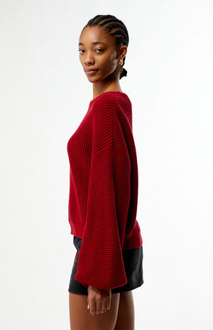 Wine Classic Knit Crew Neck Sweater image number 3