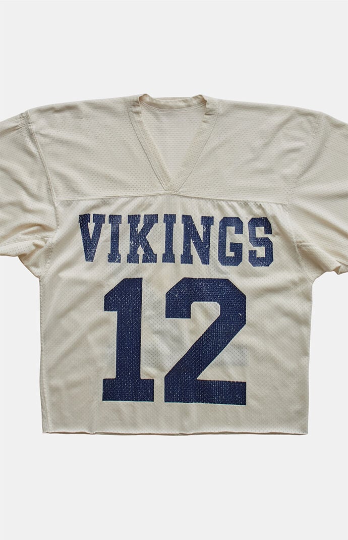 PS VINTAGE '90s Vikings Jersey V-neck Cropped Graphic Top