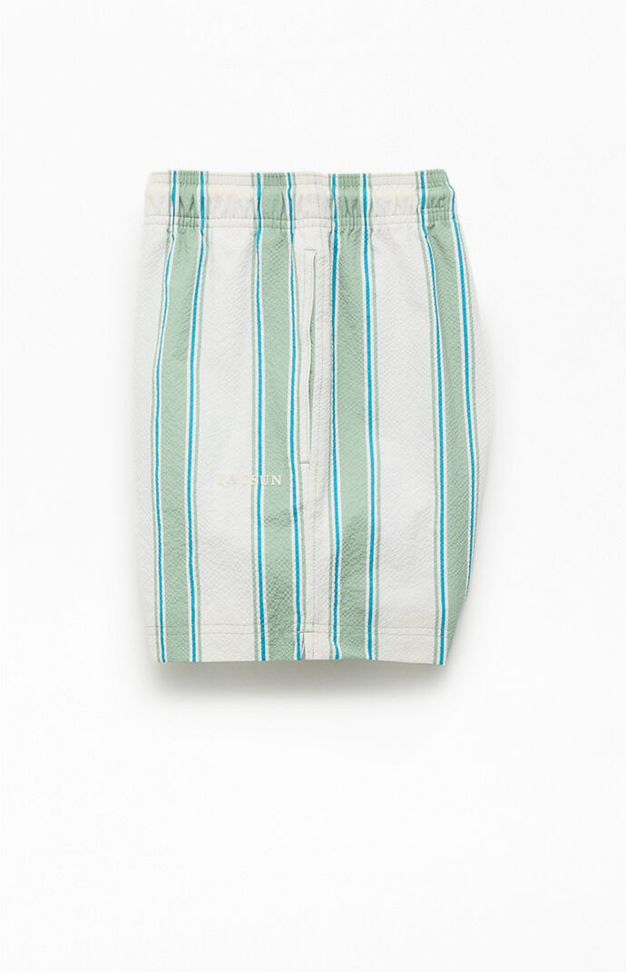 Pacsun Greenland Striped Seersucker 4.5" Swim Trunks