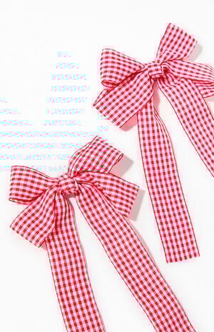 2 Pack Gingham Bow Hair Clips image number 2