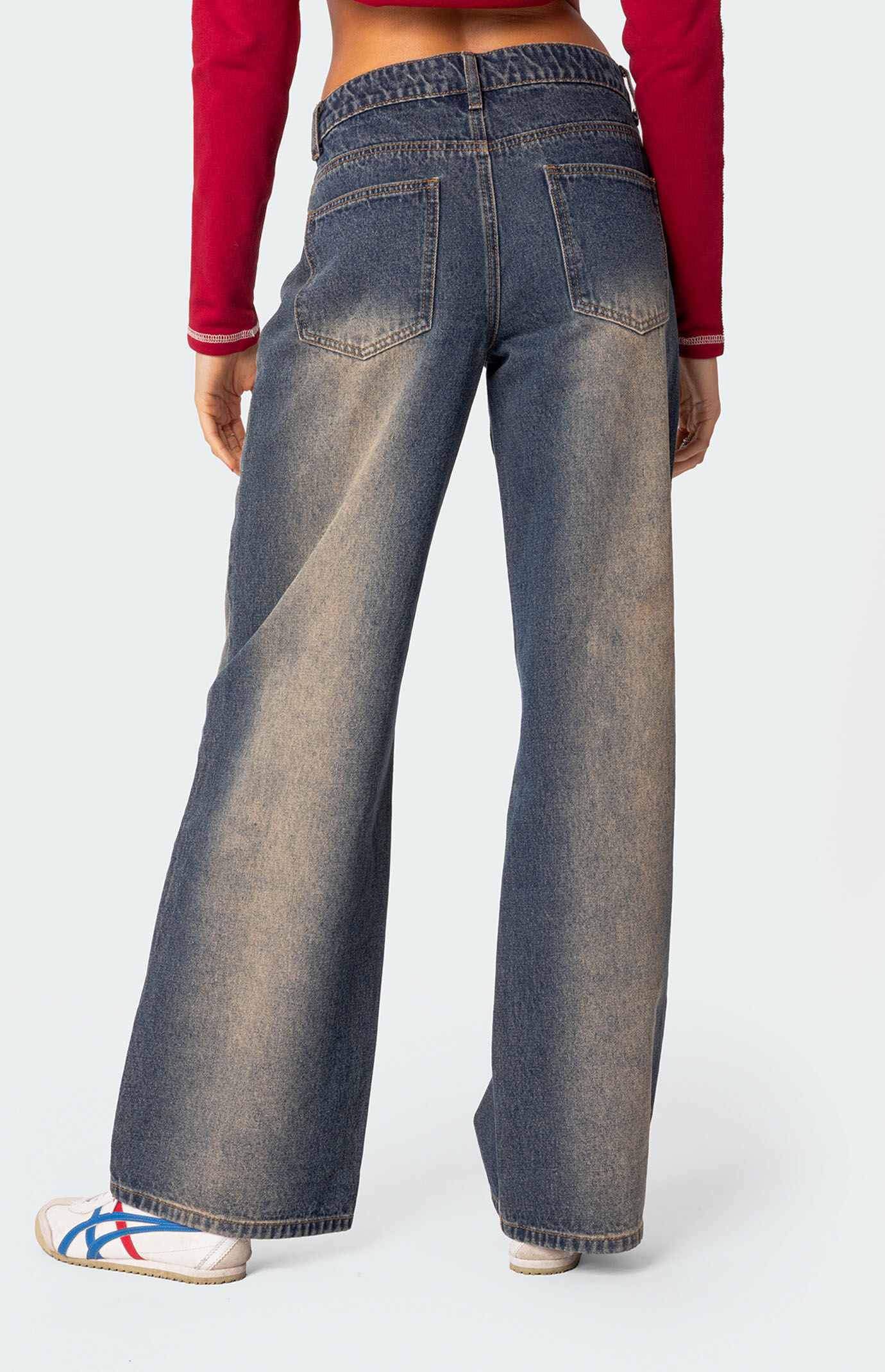 melt the lady デニム/tight low waist pants Edikted Bootcut Low Rise Mud Washed Jeans | PacSun