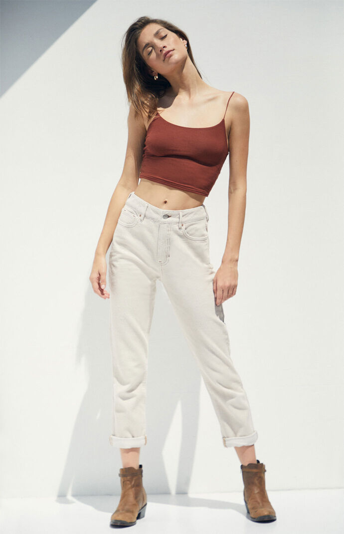 White corduroy mom jeans