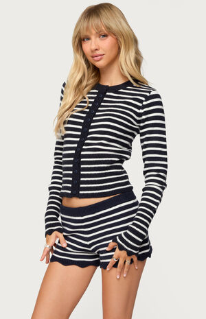 Soren Contrast Striped Knit Cardigan image number 2