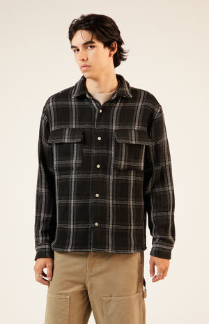 Black Tweed Plaid Overshirt image number 1
