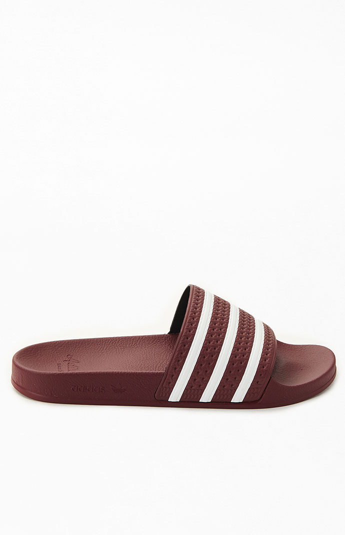 Adidas slides burgundy sale