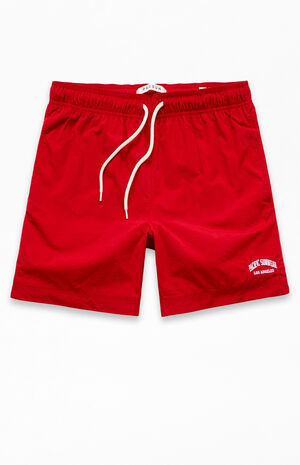 Red Nylon Collegiate 6.5" Swim Trunks image number 1