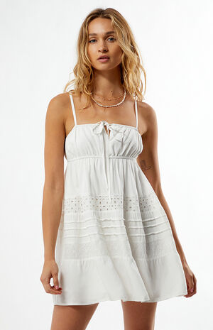 Tie Front Eyelet Babydoll Mini Dress image number 2
