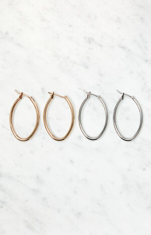 2 Pack Oval Hoop Earrings image number 1