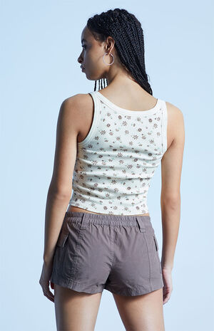 Brown Low Rise Elastic Waist Cargo Shorts image number 4