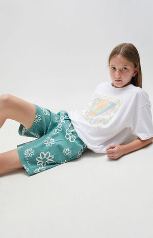 Green Flower Volley Shorts image number 1