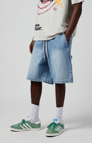Medium Indigo Baggy Carpenter Denim Shorts image number 4