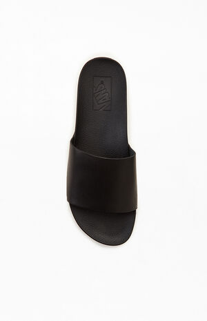 Women's Black Leather Decon Slide Sandals image number 5