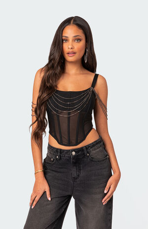 Norah Draped Rhinestone Corset image number 1