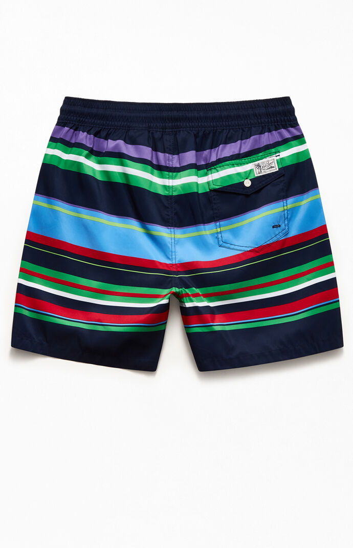 Recycled Bermuda Striped 18" Swim Trunks