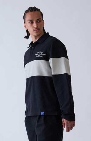 Black Rugby Long Sleeve Polo Shirt image number 3