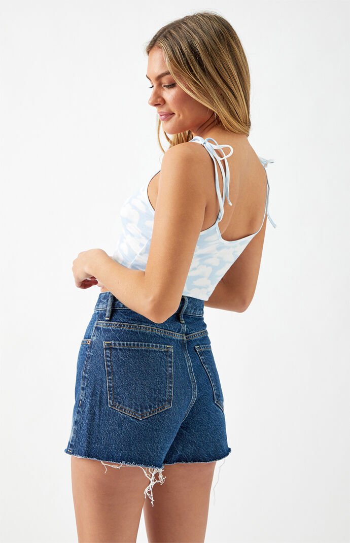 Tie Dye Ultra High Waisted Vintage Denim Shorts