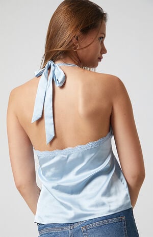 Odette Satin Lace Trim Halter Top image number 2