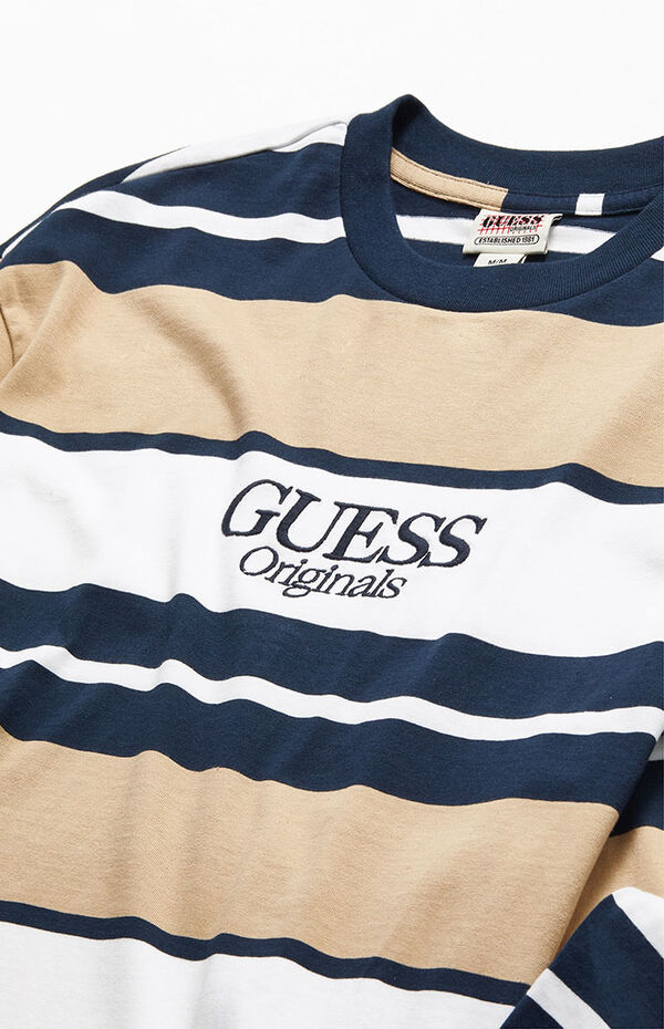 guess long sleeve striped t shirt