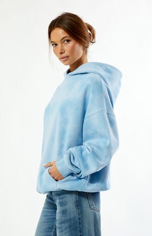 Light Blue Tie Dye Oversized Hoodie image number 3