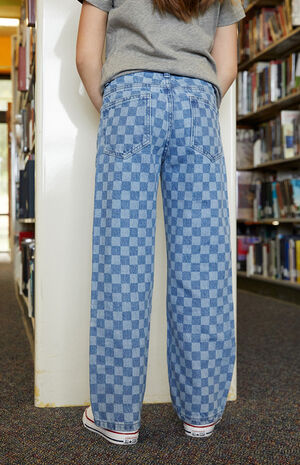 Checkered Wide Leg Jeans image number 4
